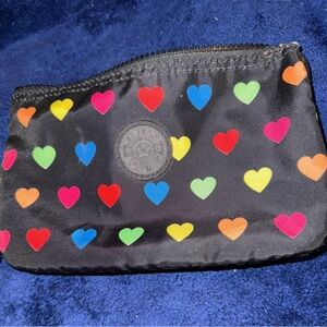 Kipling Black Pouch/wristlet with Colorful Accents and signature keychain